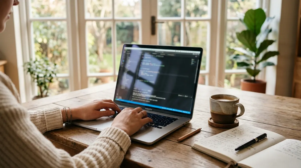 Mujer usando el portátil para certificado energético online