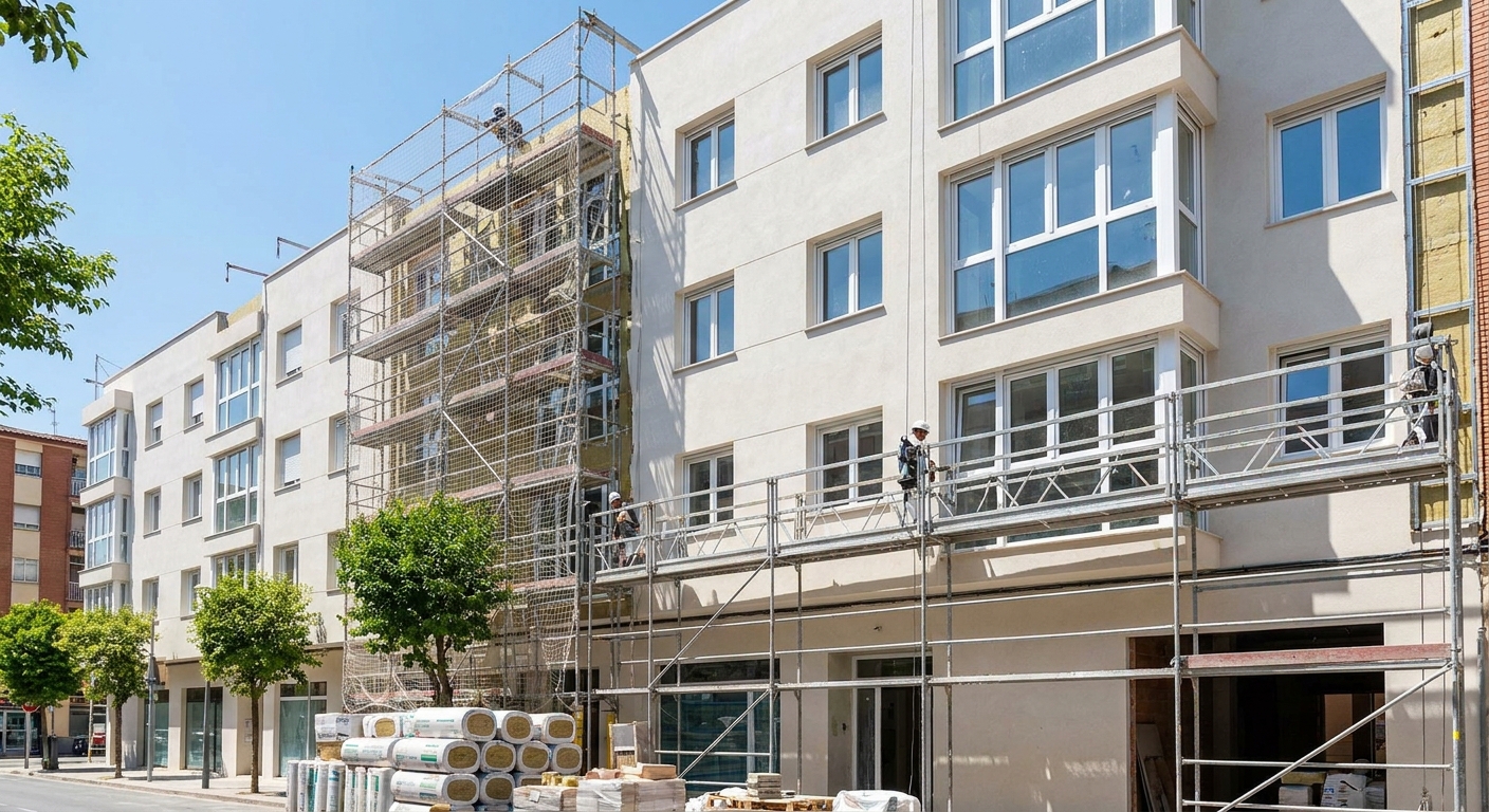 building facade renovation scaffolding