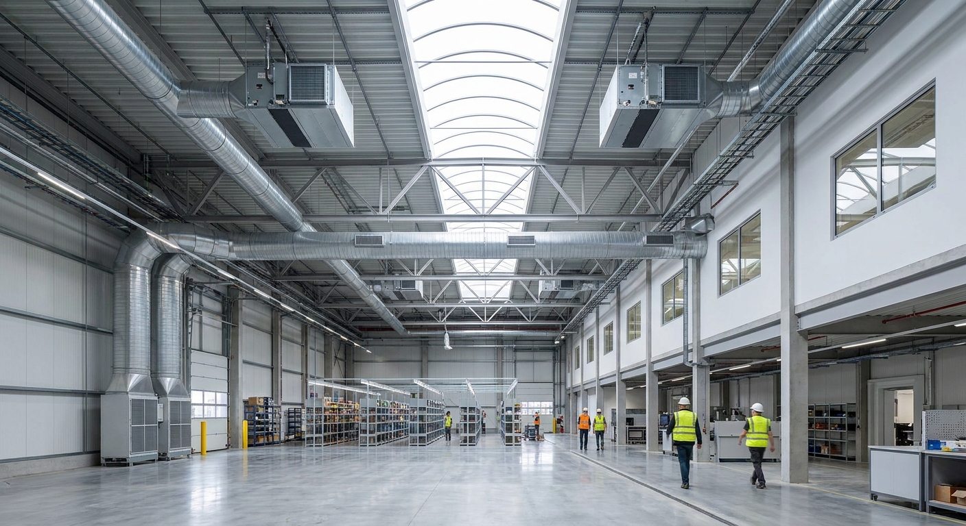 industrial warehouse with advanced HVAC systems