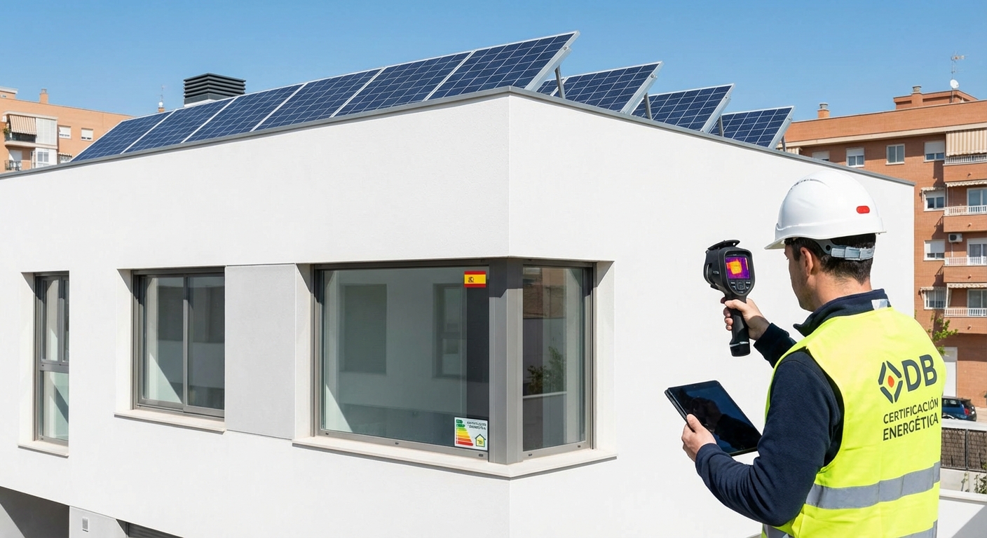 technician inspecting building facade
