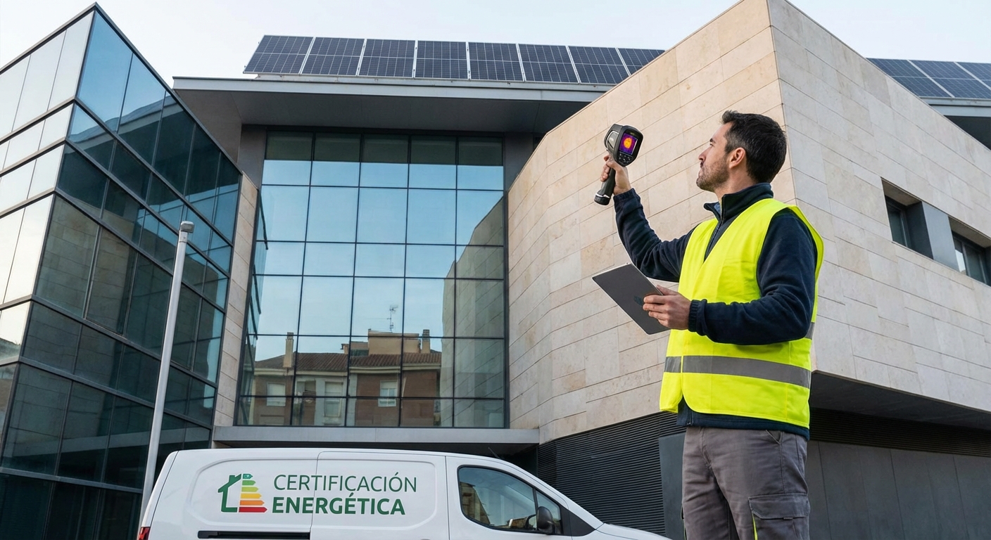 technician inspecting building facade