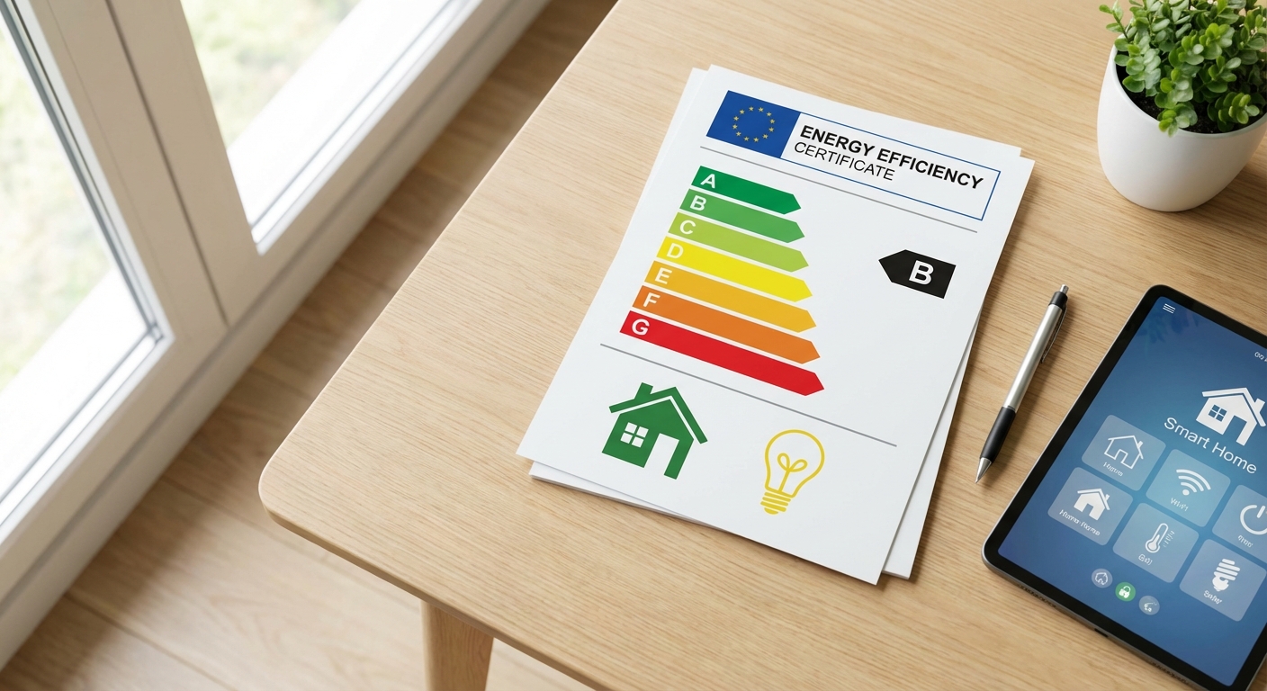 energy efficiency certificate document with rating scale
