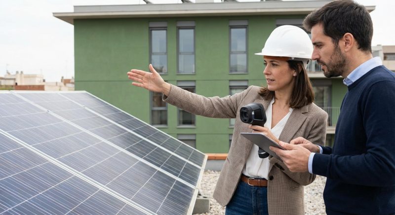 architect inspecting building energy efficiency