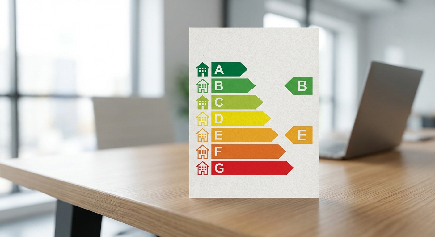 official spanish energy efficiency label with colorful rating scale