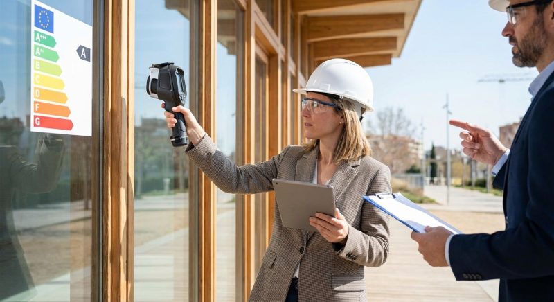 architect inspecting building energy efficiency