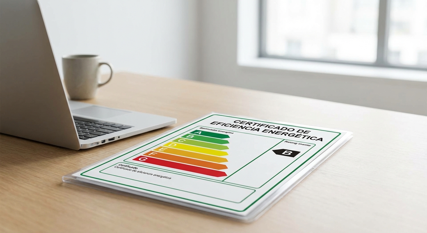 official spanish energy performance certificate with colorful A to G rating scale