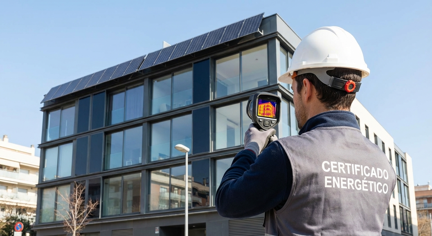 technician inspecting building thermal envelope