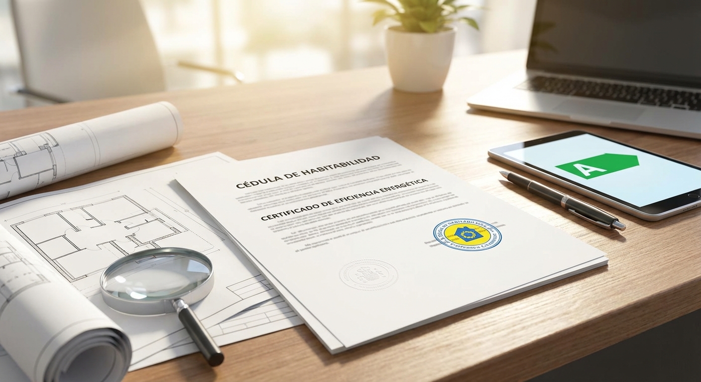 official housing habitability document with architectural plans and a stamp