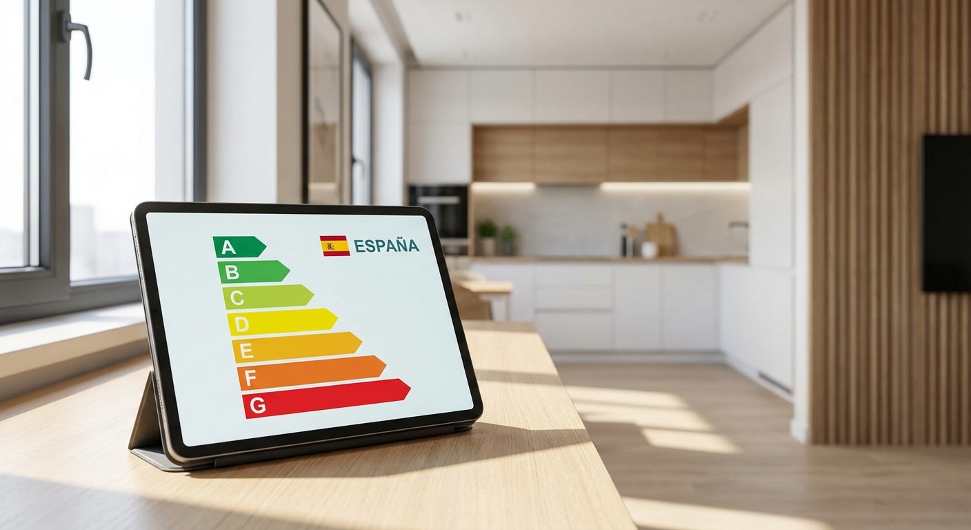 official energy efficiency label on a digital tablet