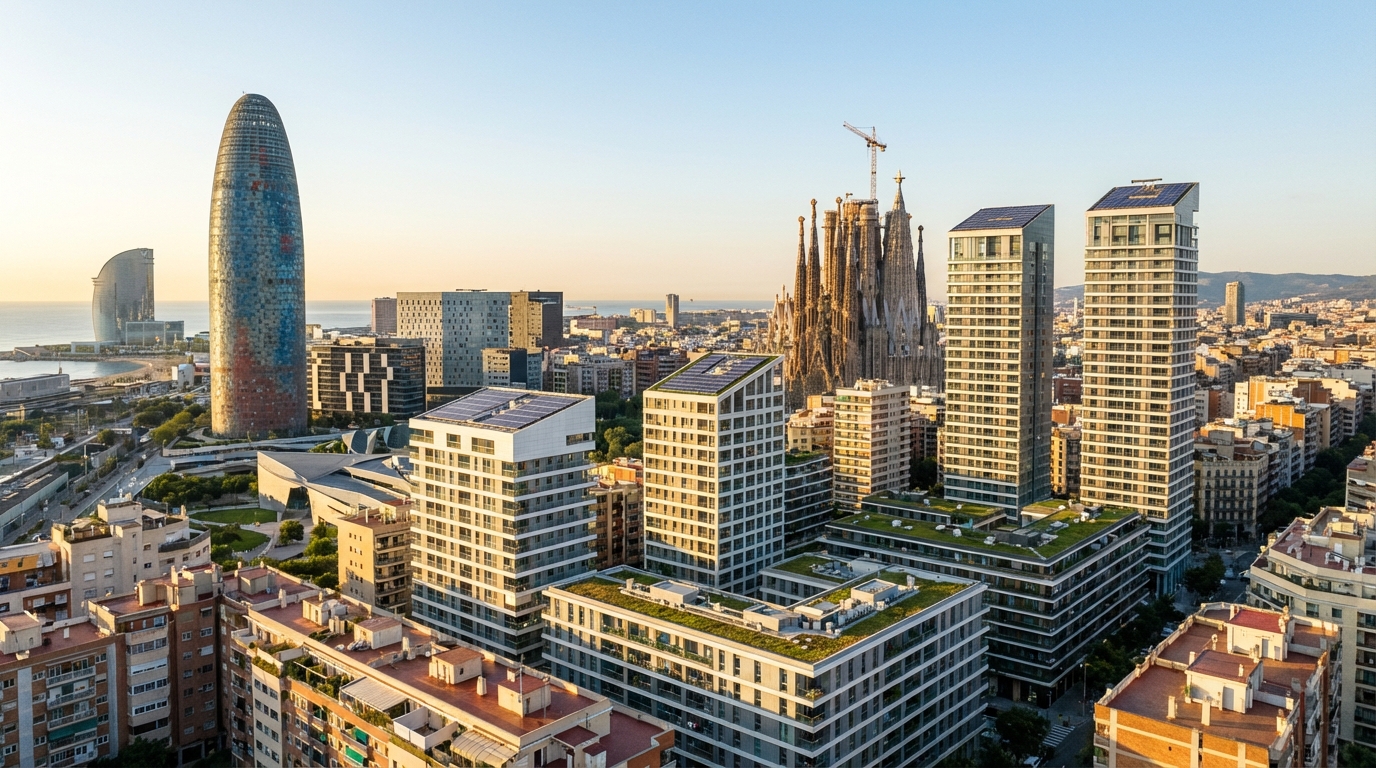 barcelona city skyline with modern buildings
